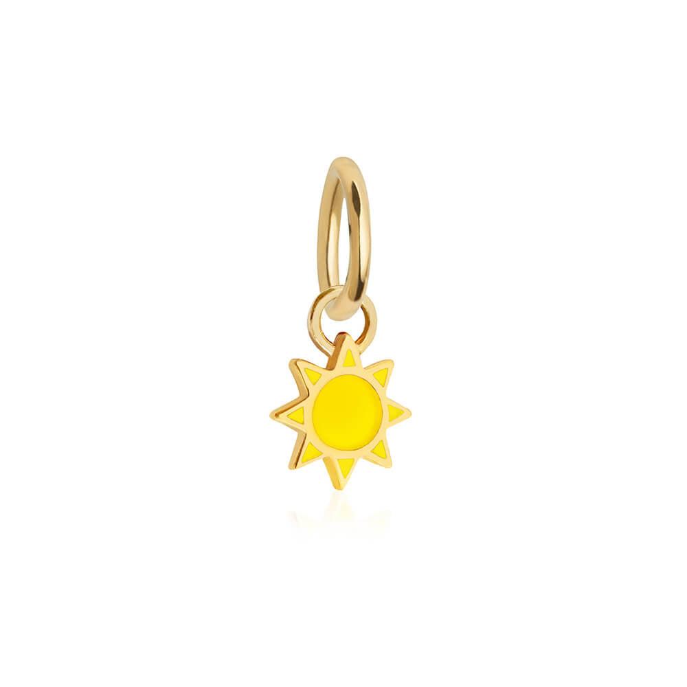 Solid Gold Mini Sun Charm (6738294800568)