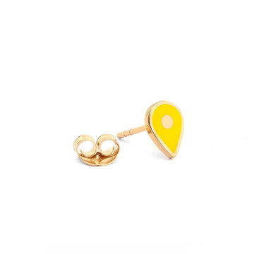 Single Stud: Solid Gold Map Pin, Yellow Enamel