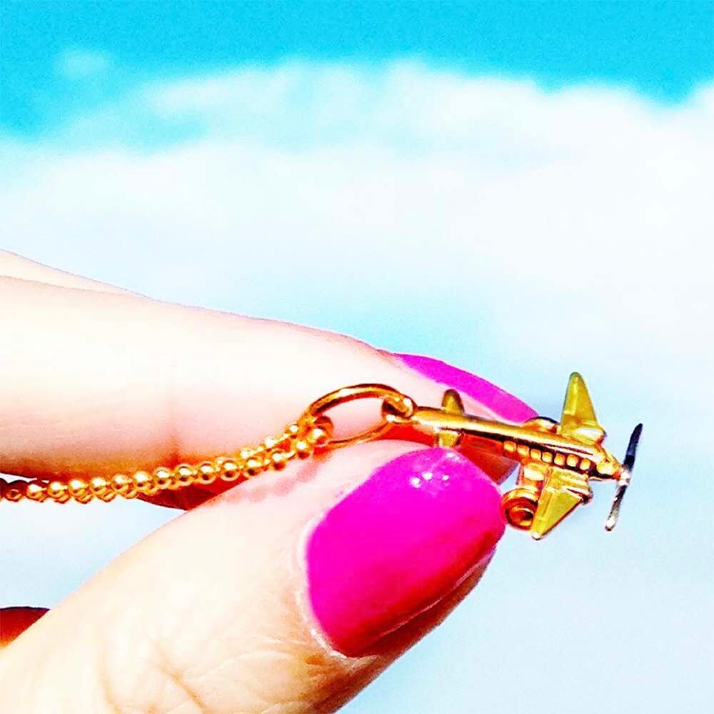 Solid Gold Propeller Airplane Charm - JET SET CANDY (6961462673592)