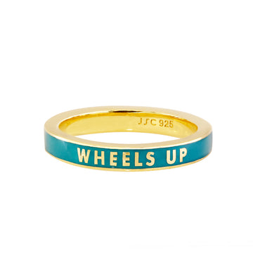 Take Me Away Ring, Teal Enamel, Gold