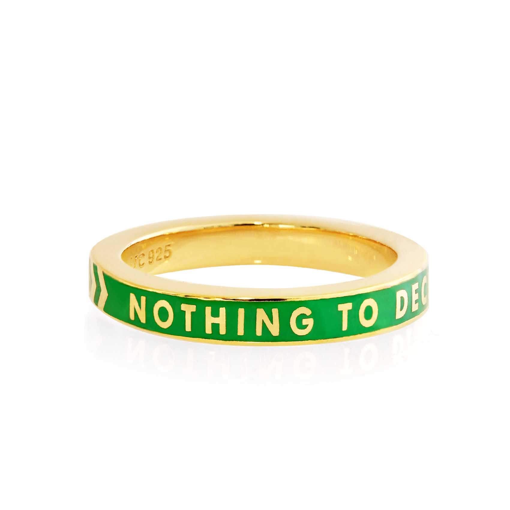 Green Enamel Gold Ring, Nothing to Declare (SHIPS JUNE) - JET SET CANDY  (2276743708730)