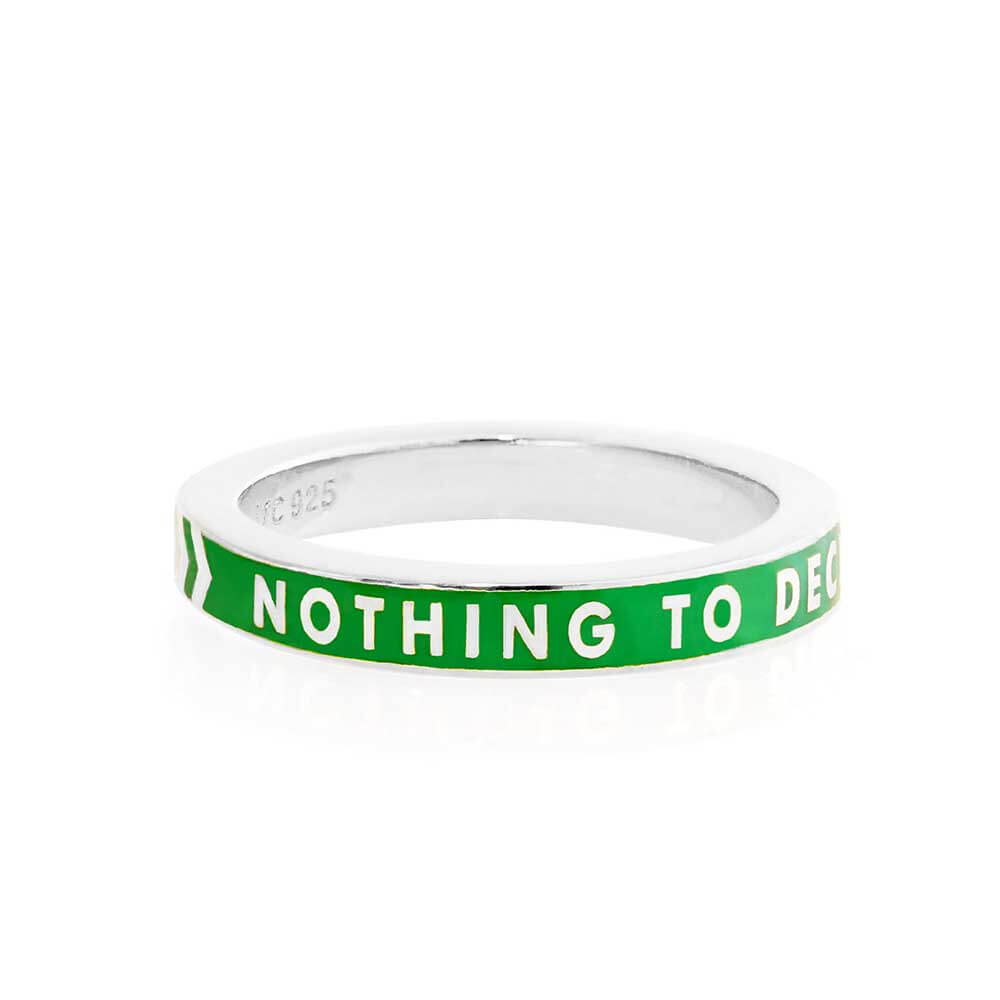 Green Enamel Ring in Sterling Silver, Nothing to Declare - JET SET CANDY  (1720209408058)