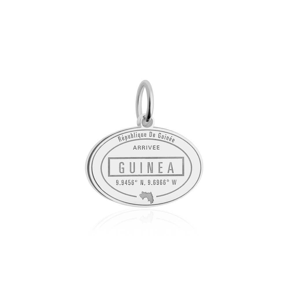 Sterling Silver Travel Charm, Guinea Passport Stamp - JET SET CANDY  (1720206032954)