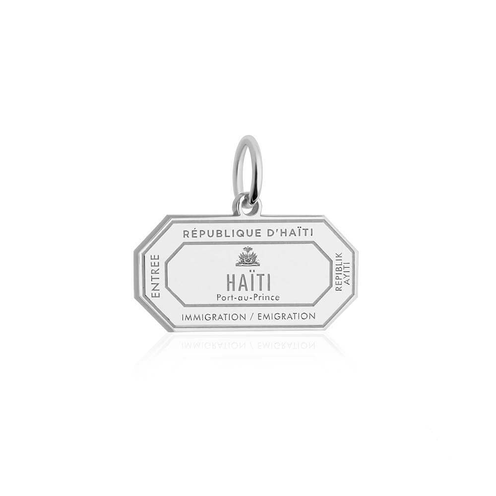 Sterling Silver Travel Charm, Haiti Passport Stamp (SHIPS JULY) - JET SET CANDY  (1720207736890)