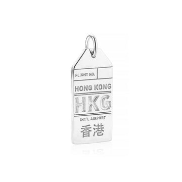 Hong Kong China HKG Luggage Tag Charm Silver
