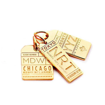 3 Solid Gold Luggage Tag Charms Bundle