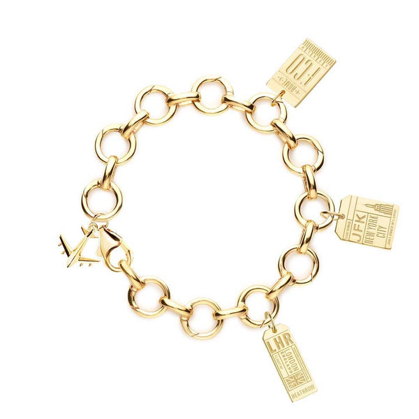 Bracelet Bundle: 5 Solid Gold Passport Stamp Charms