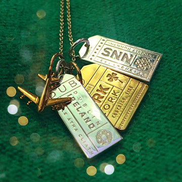 Gold Vermeil Ireland Charm, ORK Cork Luggage Tag