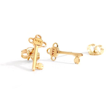 New York City Key Earrings, Solid Gold