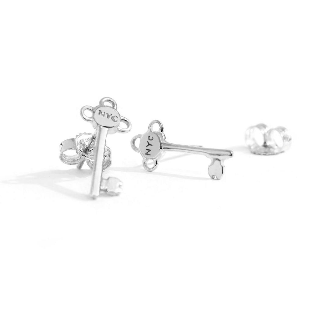 Silver New York Key Earrings - JET SET CANDY  (2490157039674)