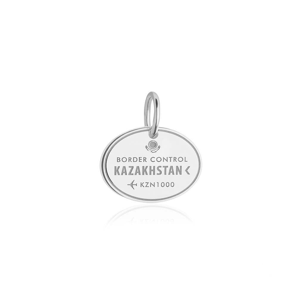 Sterling Silver Charm, Kazakhstan Passport Stamp - JET SET CANDY  (1720200626234)