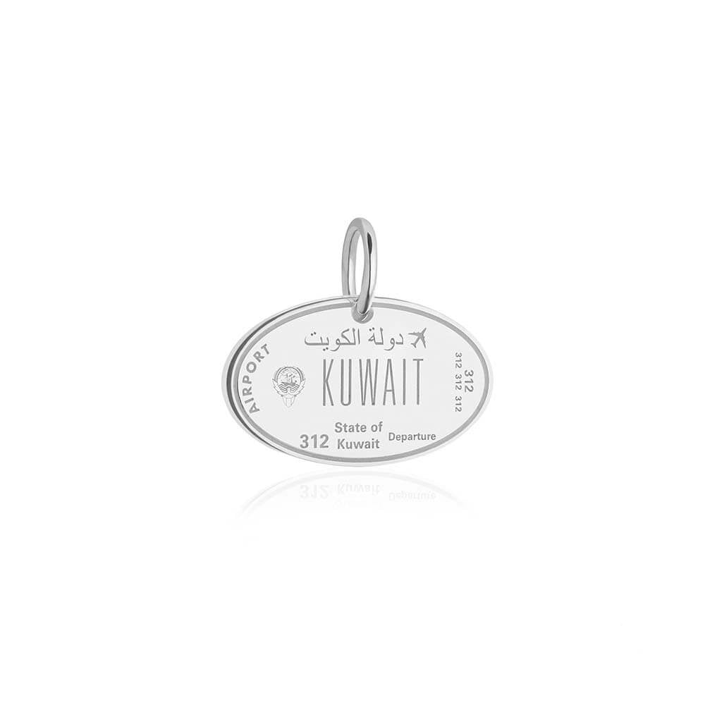 Sterling Silver Travel Charm, Kuwait Passport Stamp - JET SET CANDY  (1720206295098)