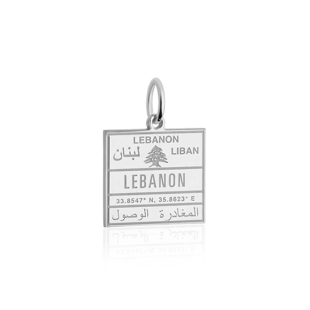 Sterling Silver Travel Charm, Lebanon Passport Stamp - JET SET CANDY  (1720202756154)