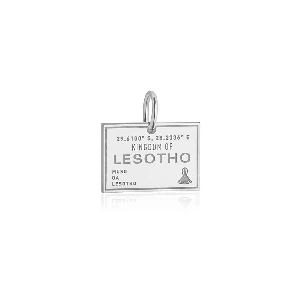 Sterling Silver Travel Charm, Lesotho Passport Stamp - JET SET CANDY  (1720202788922)