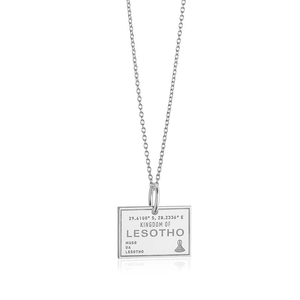 Sterling Silver Travel Charm, Lesotho Passport Stamp - JET SET CANDY  (1720202788922)