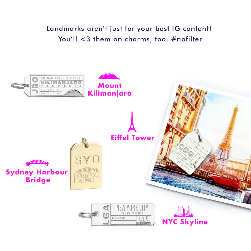 Kilimanjaro Tanzania JRO Luggage Tag Charm Gold – JET SET CANDY