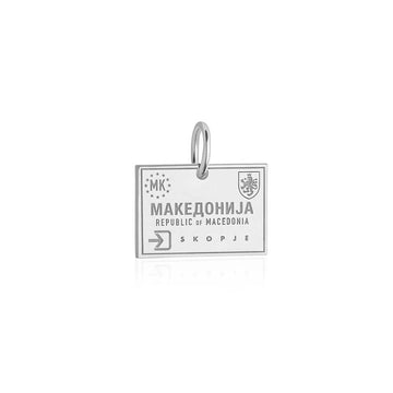 Macedonia Passport Stamp Charm Silver
