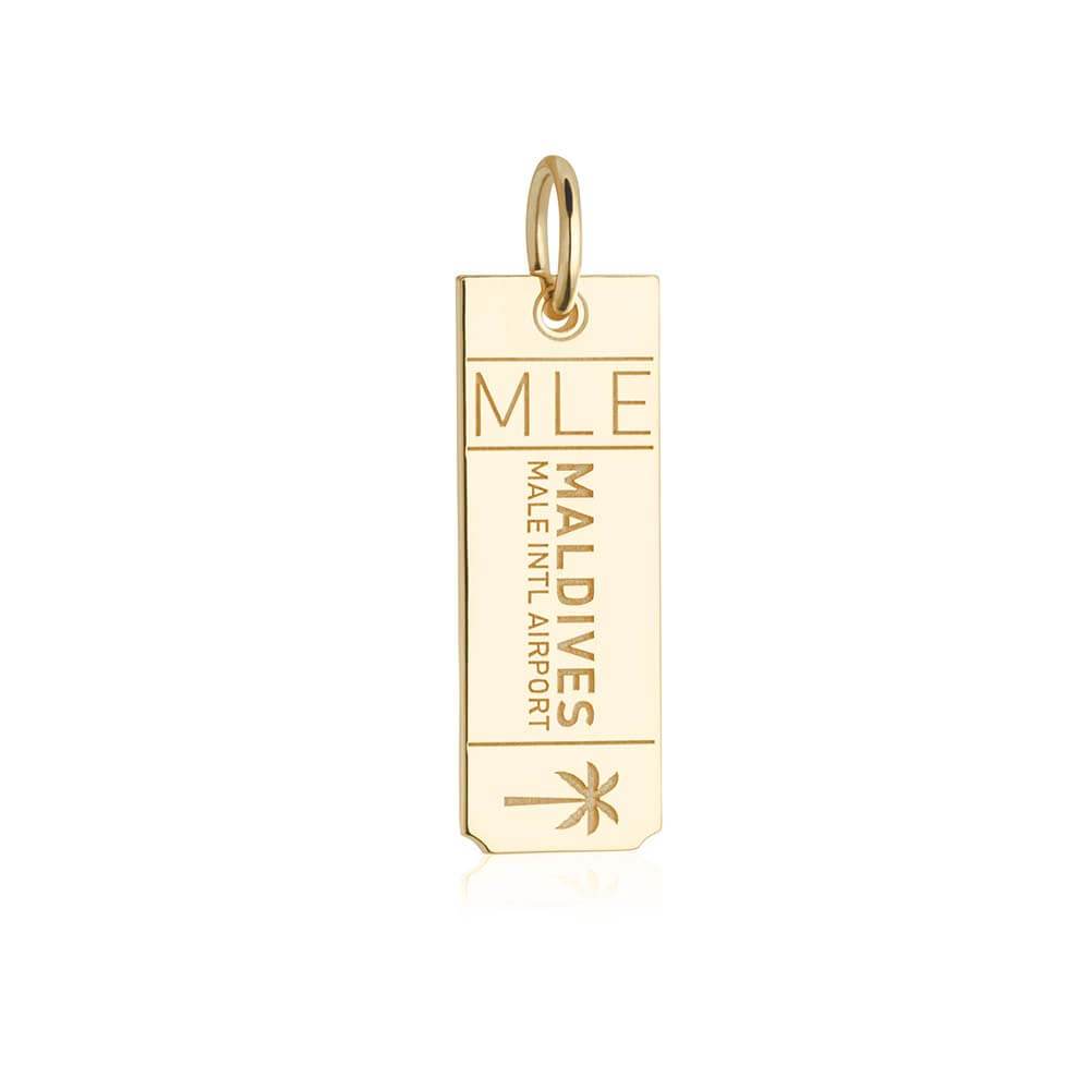 Solid Gold Travel Charm, MLE Maldives Luggage Tag - JET SET CANDY  (1720179621946)