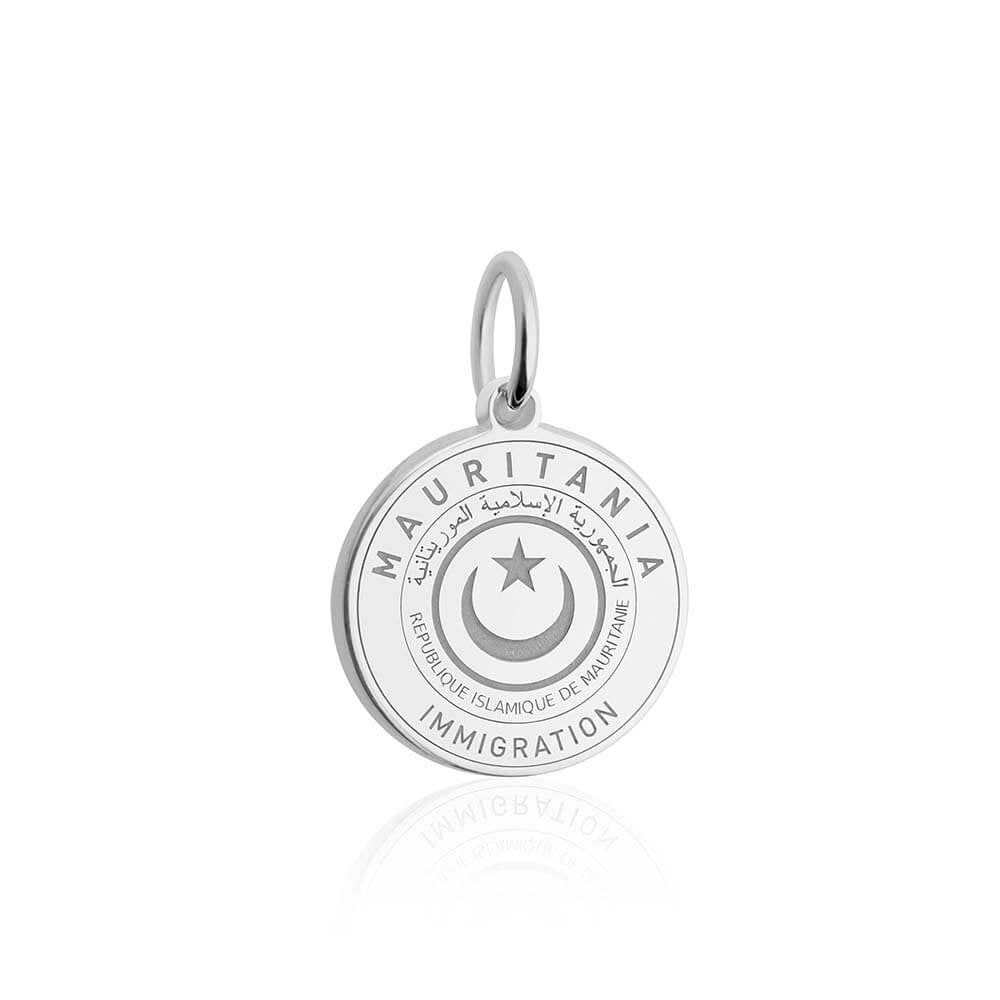 Sterling Silver Charm, Mauritania Passport Stamp (SHIPS JUNE) - JET SET CANDY  (1720203149370)