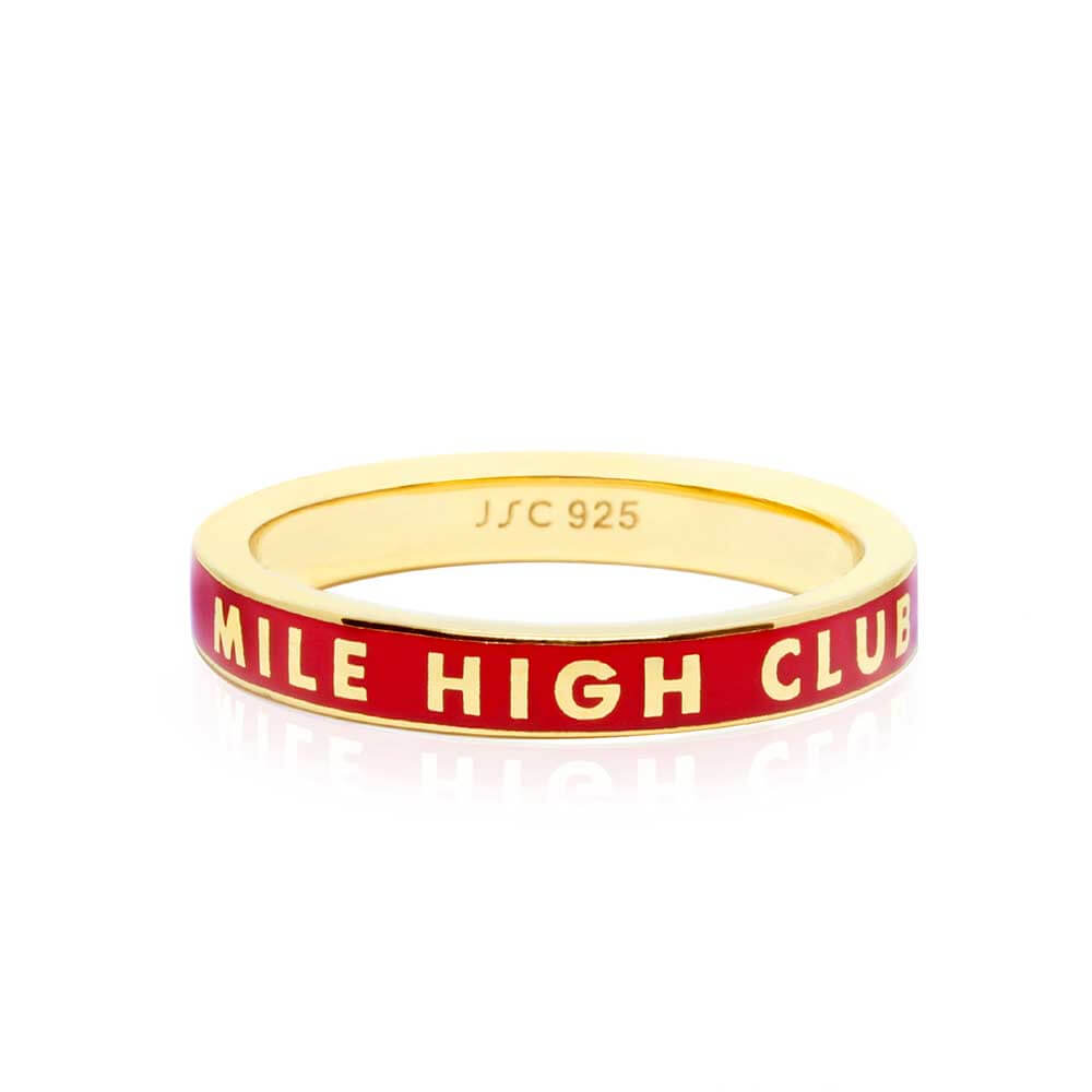 Red Enamel Gold Ring, Mile High Club (SHIPS JUNE) - JET SET CANDY  (2276738367546)