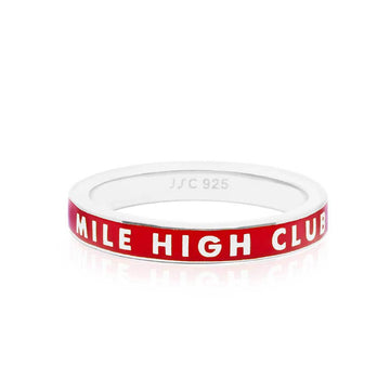 Mile High Club Ring, Red Enamel, Silver