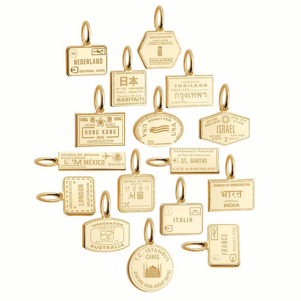 Mini Solid Gold Netherlands Charm, Passport Stamp - JET SET CANDY (2283821662266)