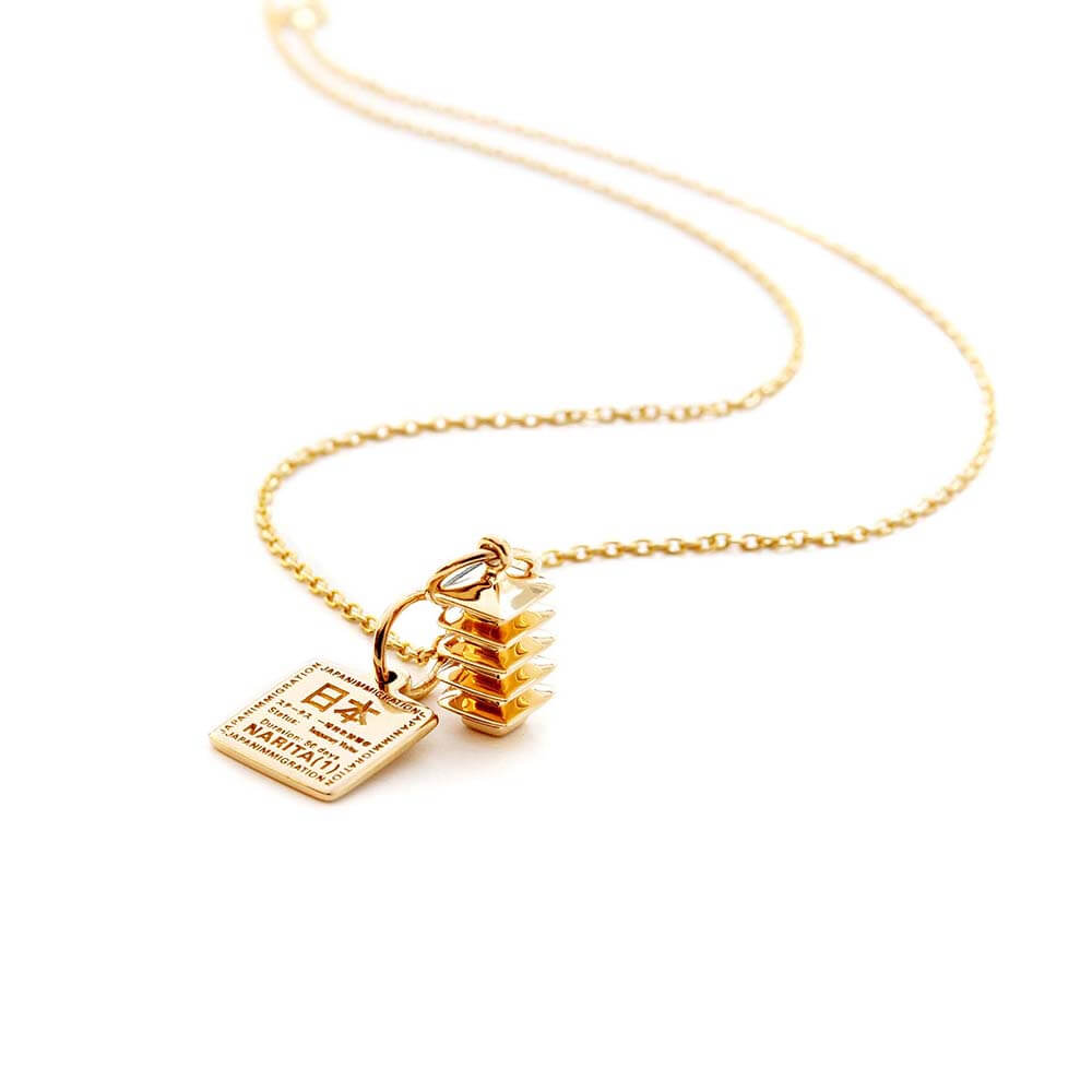 Solid Gold Mini Charm, Pagoda - JET SET CANDY  (1720169234490)
