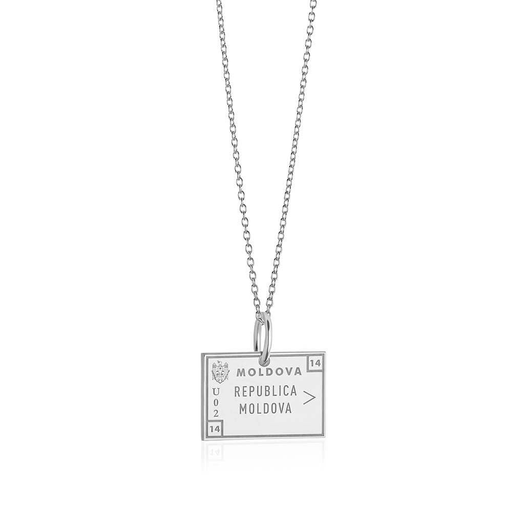 Sterling Silver Travel Charm, Moldova Passport Stamp - JET SET CANDY  (1720206524474)