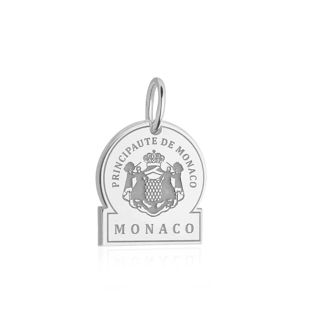 Sterling Silver Travel Charm, Monaco Passport Stamp (SHIPS JUNE) - JET SET CANDY  (1720206590010)