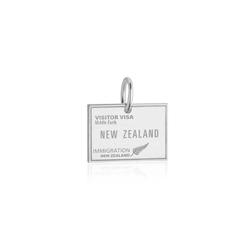 New Zealand Charm Passport Stamp Charm Silver