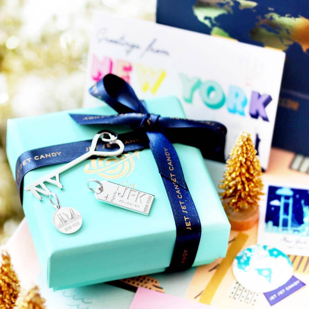 Silver New York Key & Heart Charm - JET SET CANDY (1720174870586)