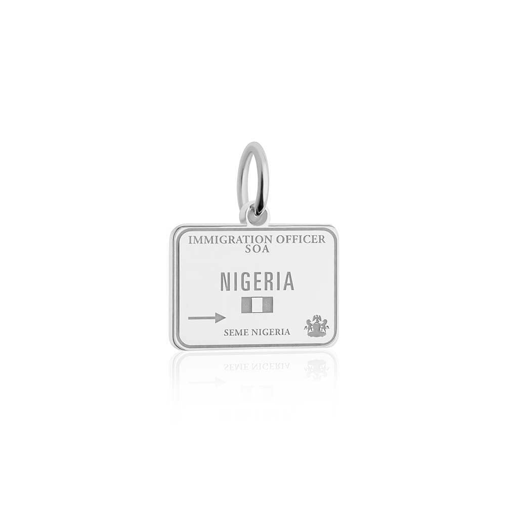 Sterling Silver Travel Charm, Nigeria Passport Stamp - JET SET CANDY  (1720203477050)