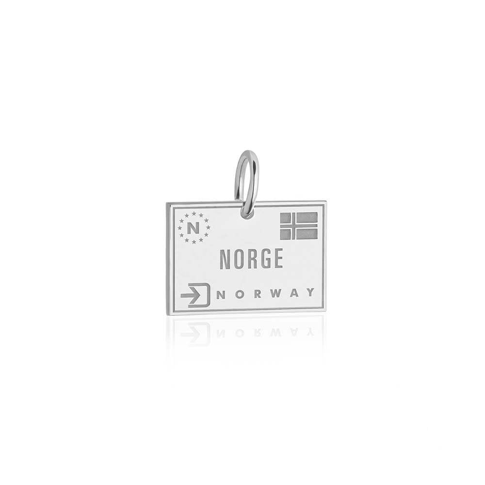 Sterling Silver Travel Charm, Norway Passport Stamp - JET SET CANDY  (1720201150522)