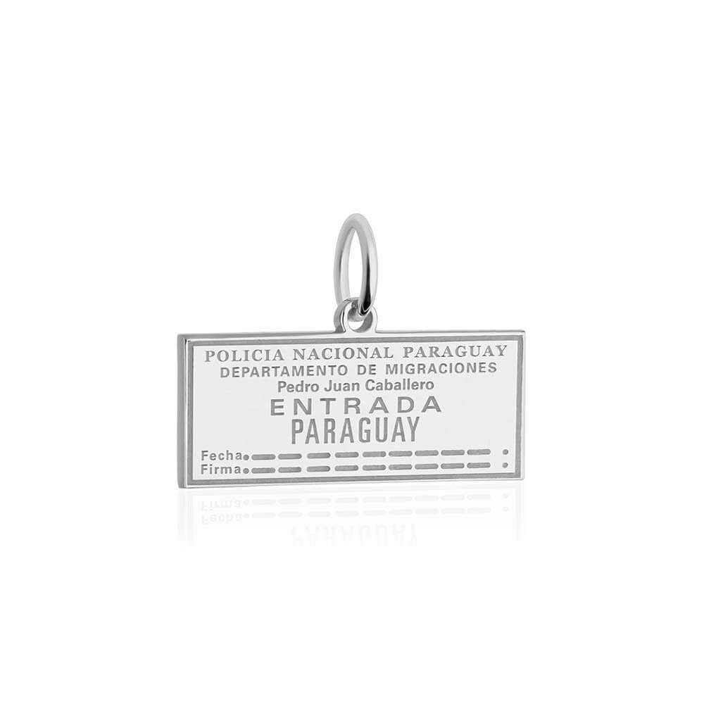 Sterling Silver Travel Charm, Paraguay Passport Stamp (SHIPS JUNE) - JET SET CANDY  (1720208490554)