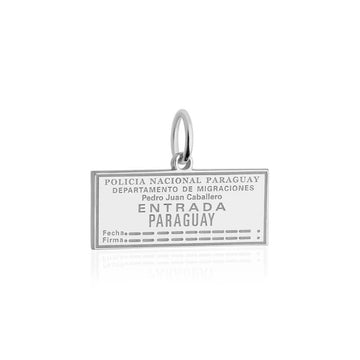 Silver Travel Charm, Paraguay Passport Stamp