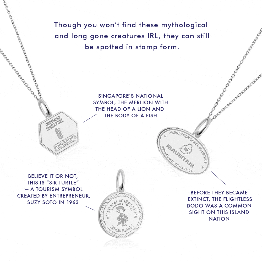 Solid Gold Charm, Mauritius Passport Stamp - JET SET CANDY (6930081317048)