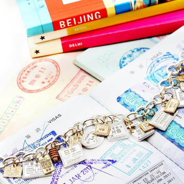 China Passport Stamp Charm Silver