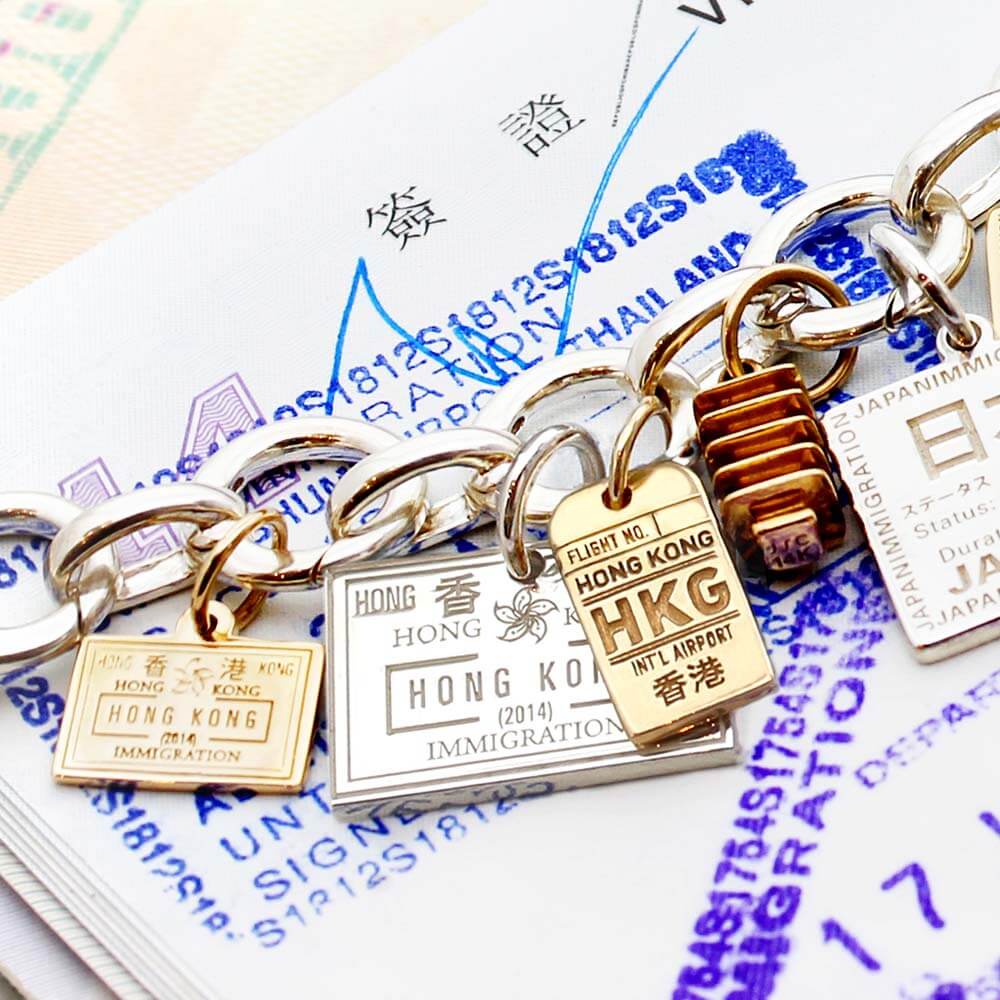 Solid Gold Mini Charm, HKG Hong Kong Luggage Tag - JET SET CANDY (1720184012858)