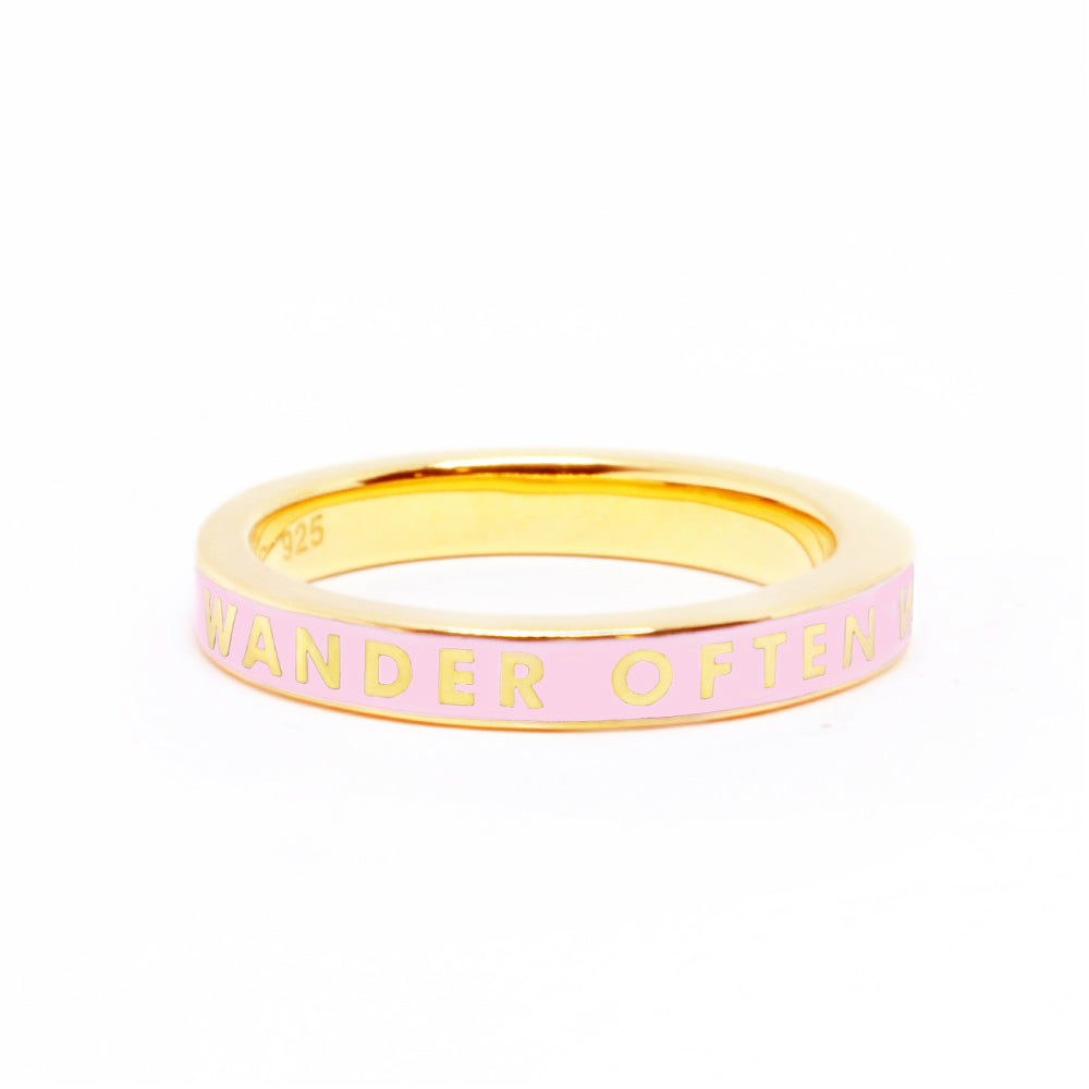 Gold Wander Often Ring, Pink Enamel - JET SET CANDY (6950365757624)