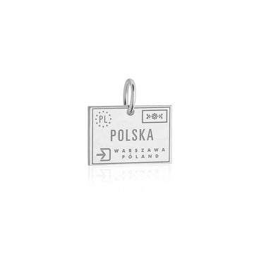 Poland Passport Stamp Charm Silver