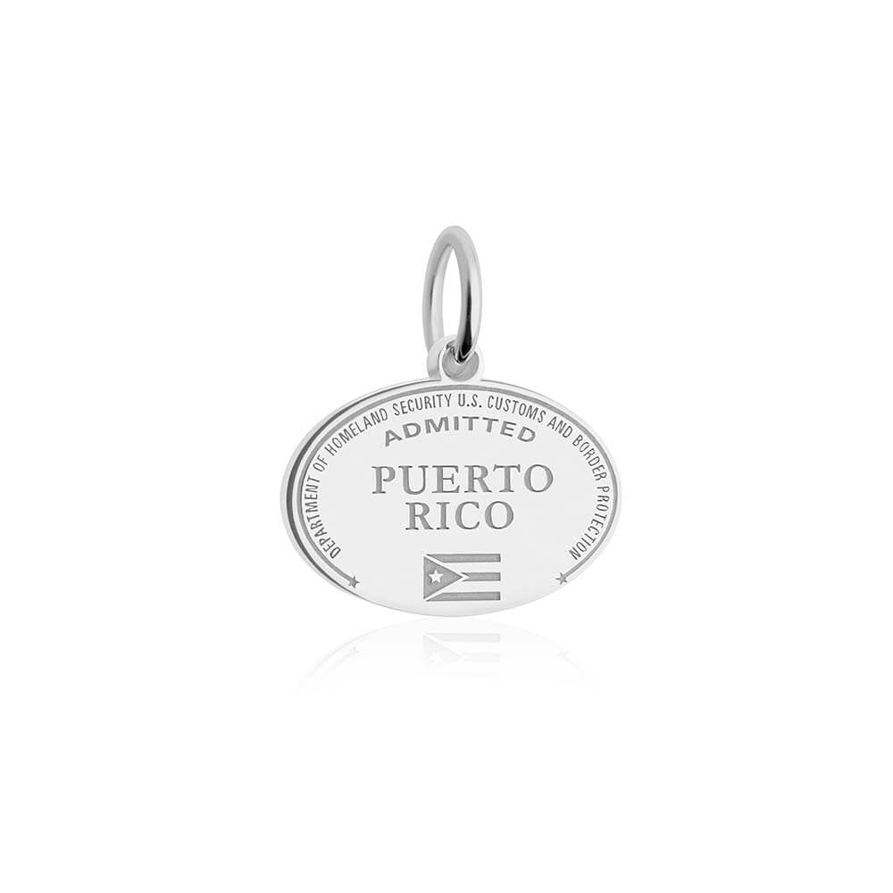 Sterling Silver Travel Charm, Puerto Rico Passport Stamp - JET SET CANDY  (1925226922042)