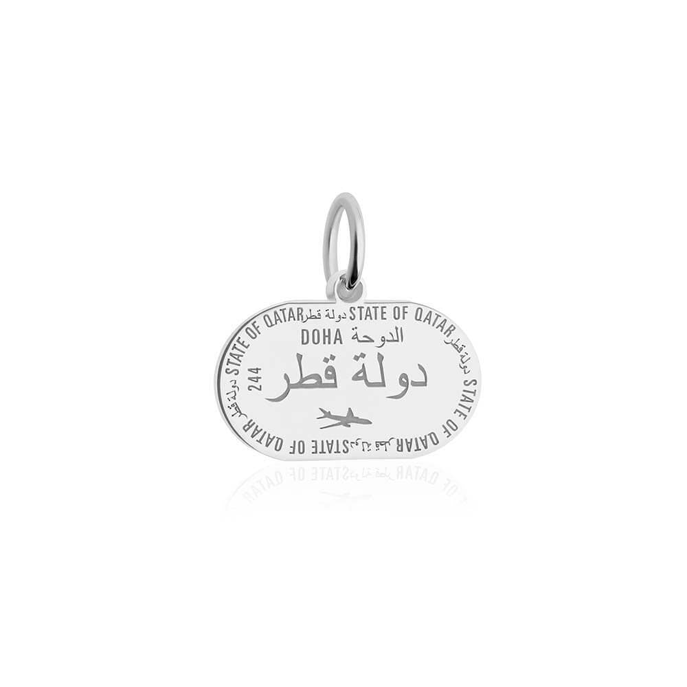 Sterling Silver Travel Charm, Qatar Passport Stamp - JET SET CANDY  (1720203673658)