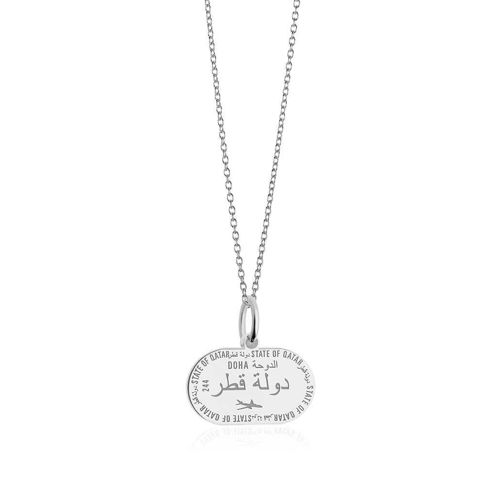 Sterling Silver Travel Charm, Qatar Passport Stamp - JET SET CANDY  (1720203673658)