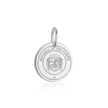 Republic of the Congo Passport Stamp Charm Silver