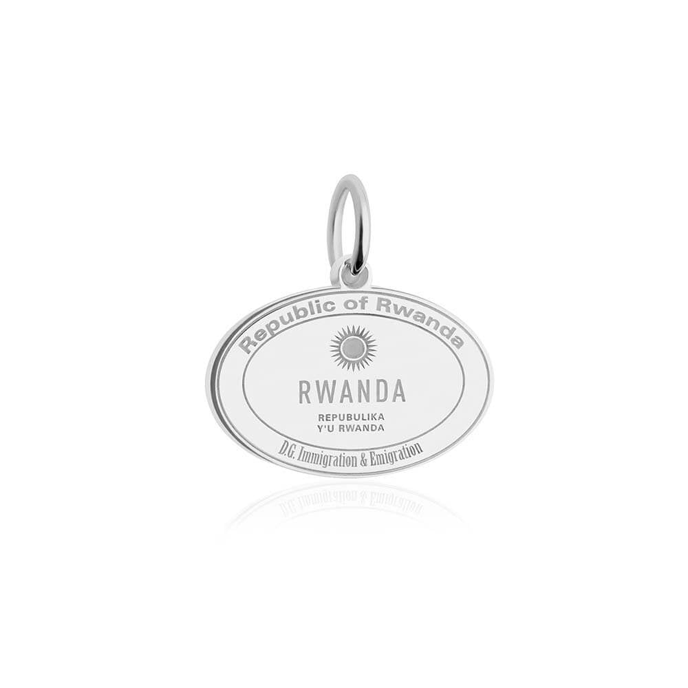 Sterling Silver Travel Charm, Rwanda Passport Stamp - JET SET CANDY  (1720203804730)