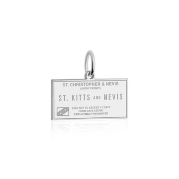 Silver Travel Charm, Saint Kitts and Nevis Passport Stamp