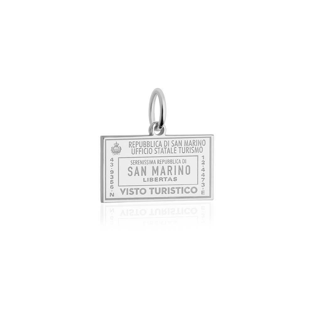 Sterling Silver Travel Charm, San Marino Passport Stamp - JET SET CANDY  (1720201347130)