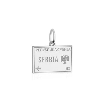 Serbia Passport Stamp Charm Silver