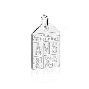 Silver Amsterdam Charm, AMS Luggage Tag