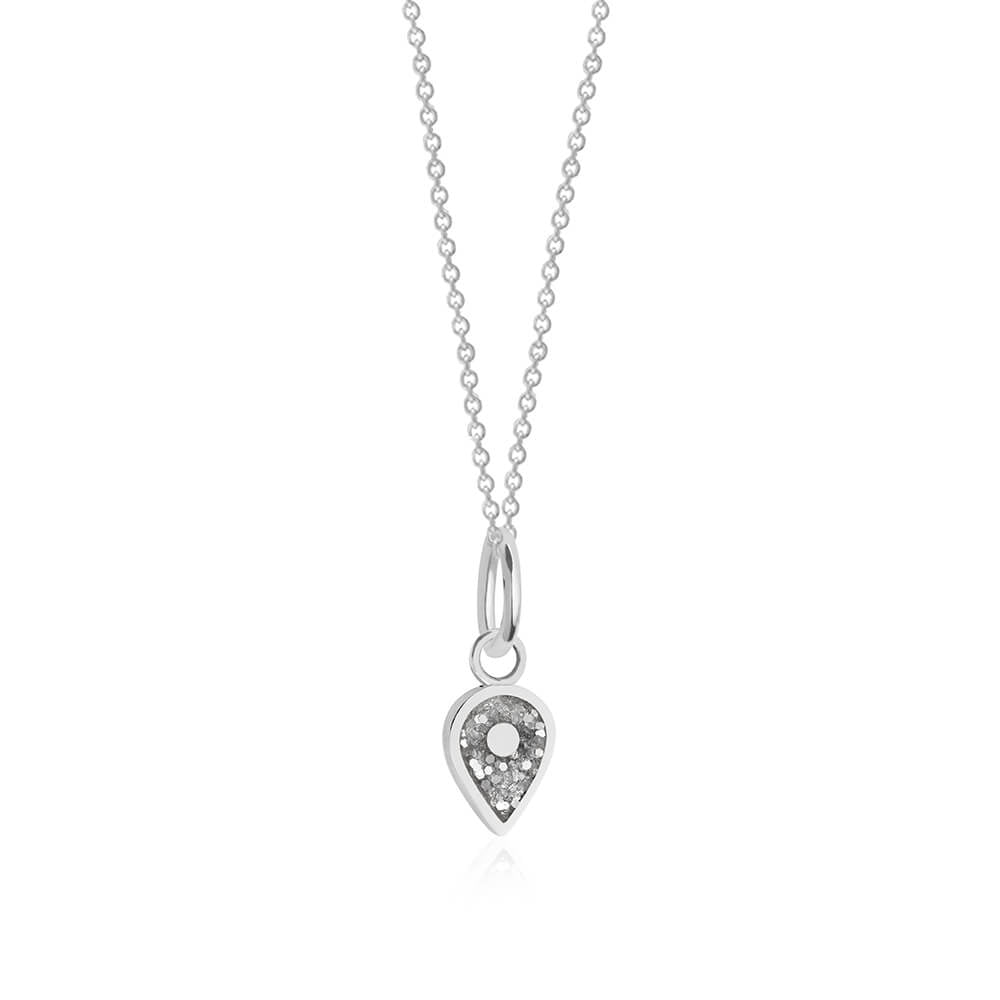 Silver April Map Pin Charm with Diamond Enamel - JET SET CANDY (7532597510392)